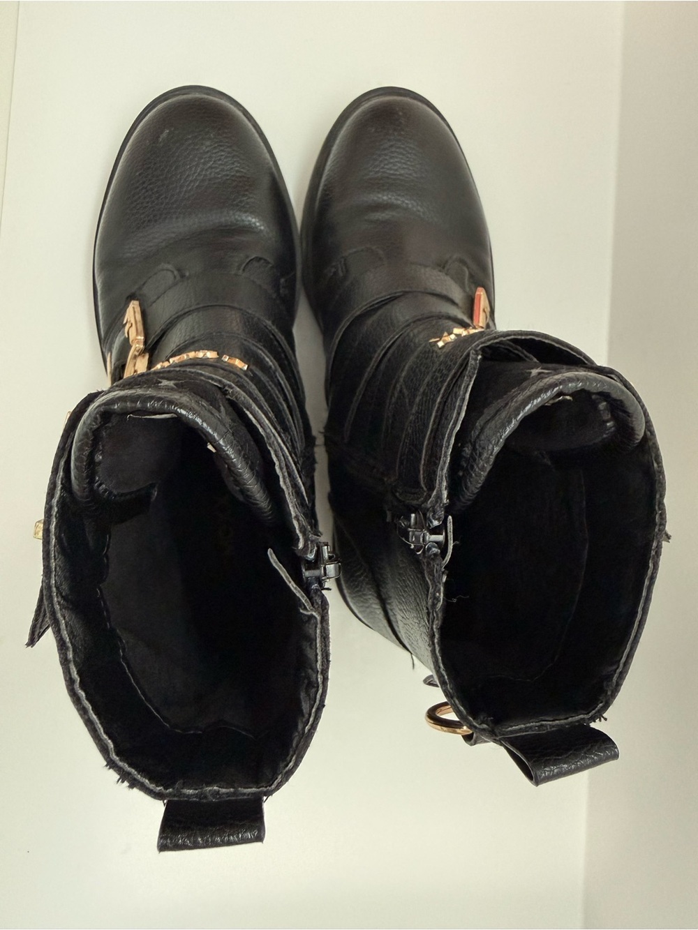 Mexx Black Leather Buckle Combat Boots - Size 6 - Picture 7 of 10